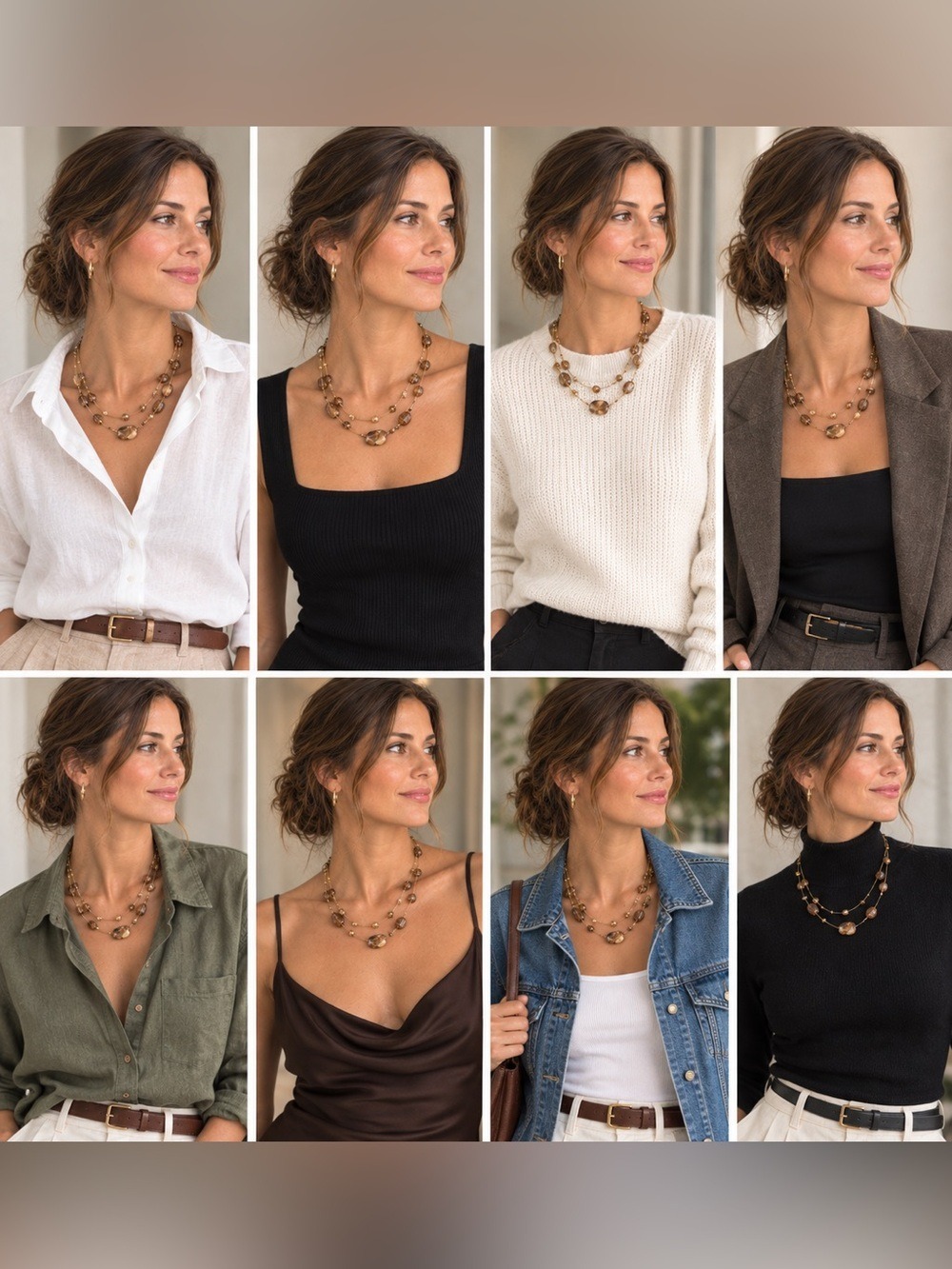 Dynamite Multi-Layered Brown Necklace
